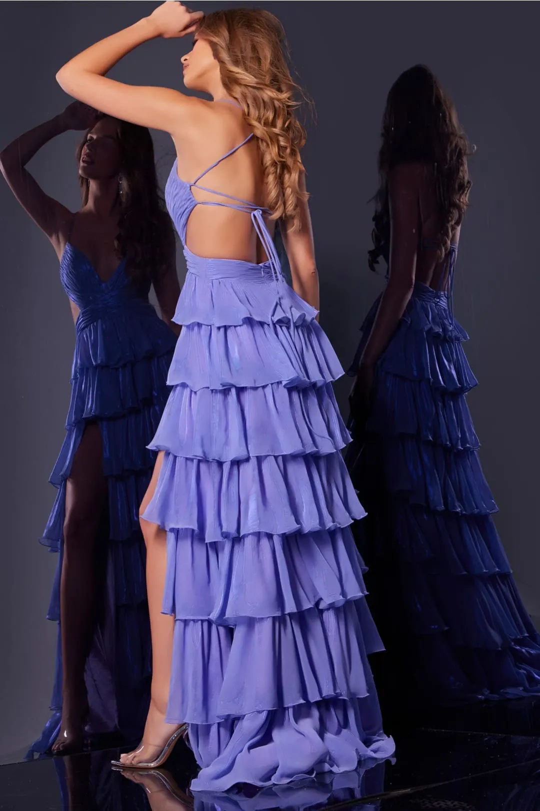 Sleeveless A-line Layered Slit Gown by Jovani 38285