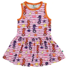 Sleeveless dress- seahorses, spring pink