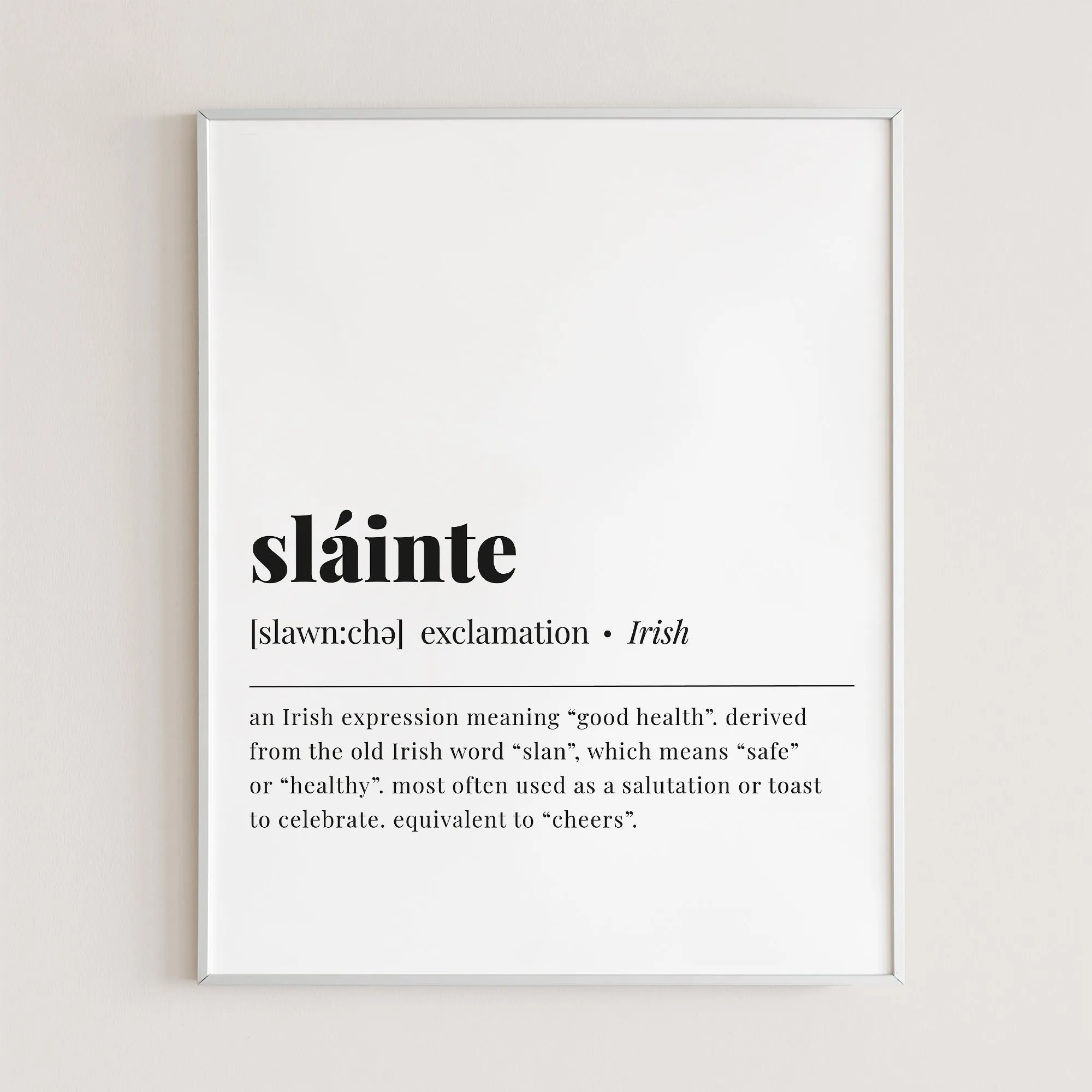 Sláinte Definition Print Instant Download