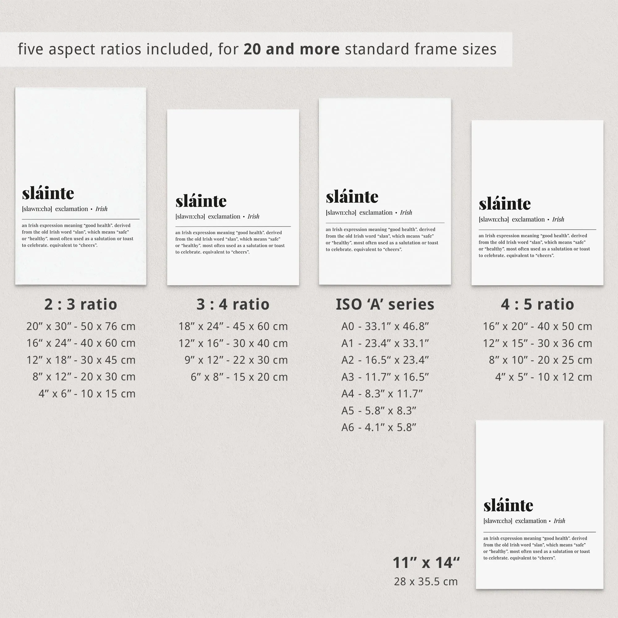 Sláinte Definition Print Instant Download