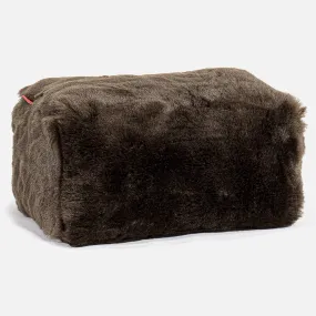 Small Footstool - Faux Fur Sheepskin Brown