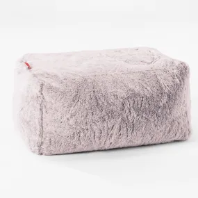 Small Footstool - Fluffy Faux Fur Rabbit Dusty Pink
