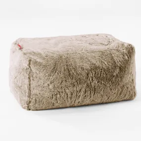 Small Footstool - Fluffy Faux Fur Rabbit Golden Brown
