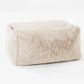 Small Footstool - Fluffy Faux Fur Rabbit White