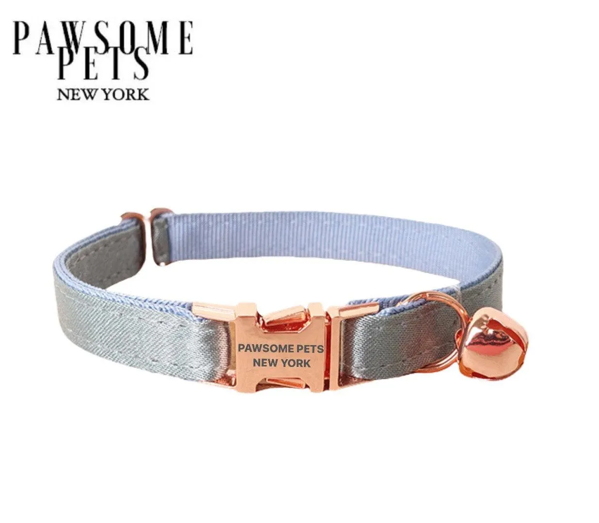 SMALL SIZE DOG & CAT COLLAR - SILVER BLUE GREY