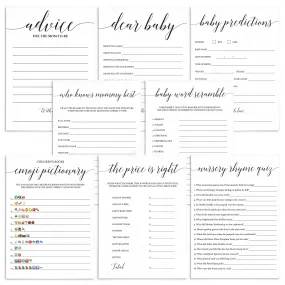 Social Distance Baby Shower Game Bundle Minimalist