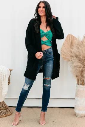 Some Day Soon Waffle Knit Cardigan (Black)