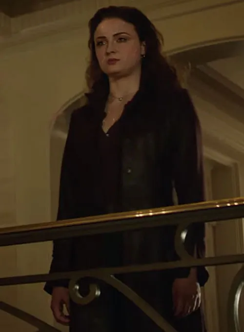 Sophie Turner Dark Phoenix Leather Long Coat