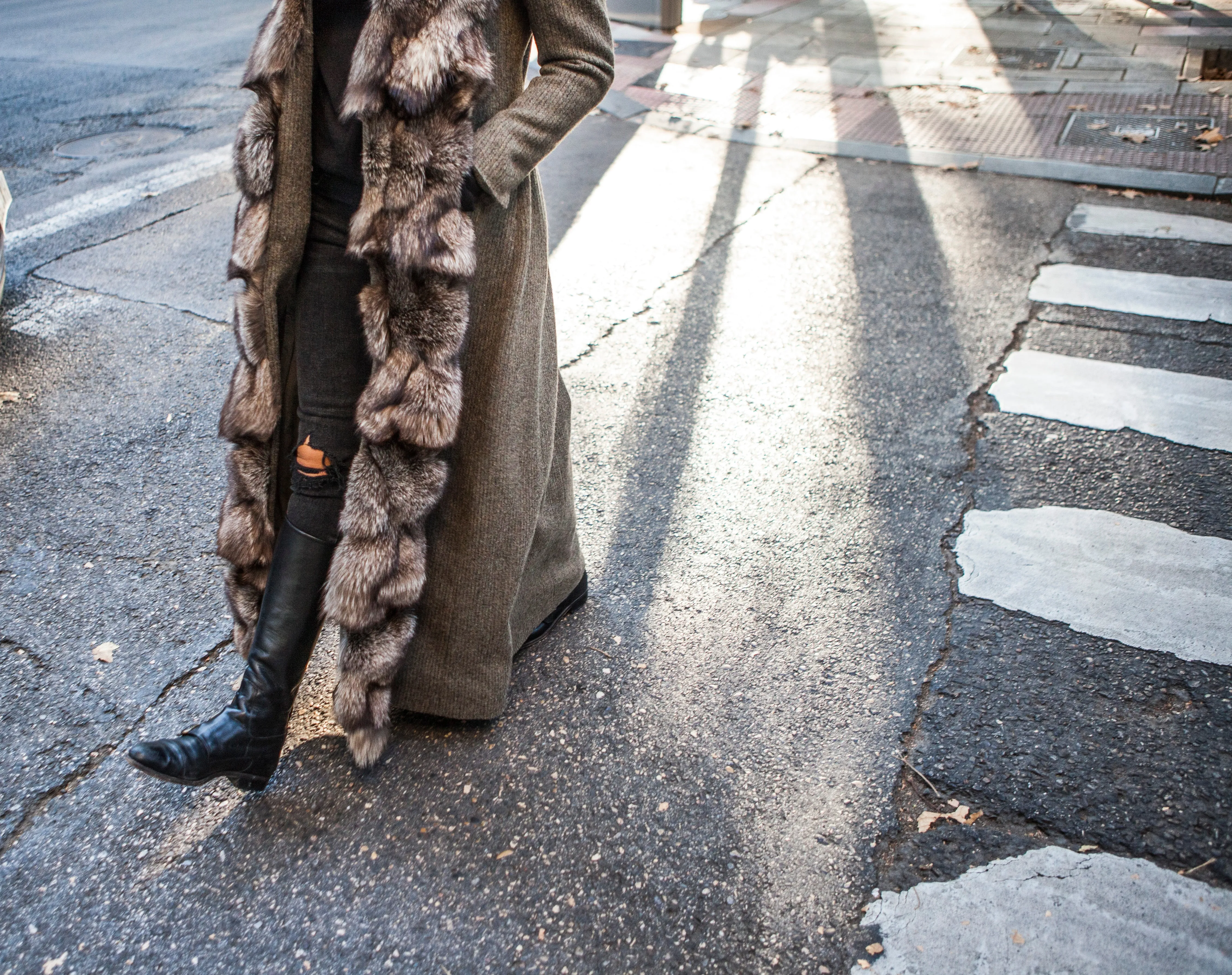 St. Petersburg Long Fur Coat - Black