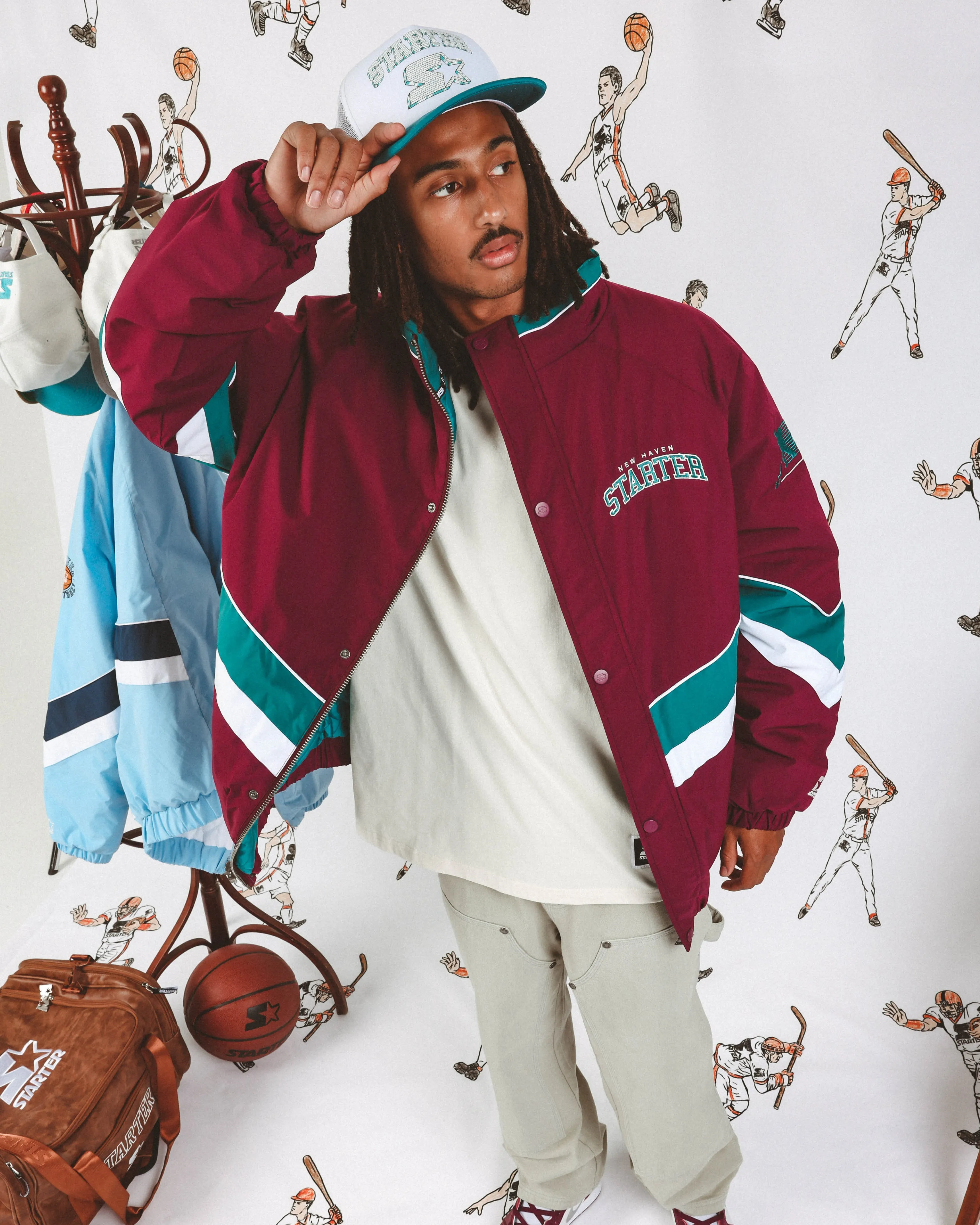 Starter V Track Jacket Mighty Ducks Colourway/Burgundy/Ash