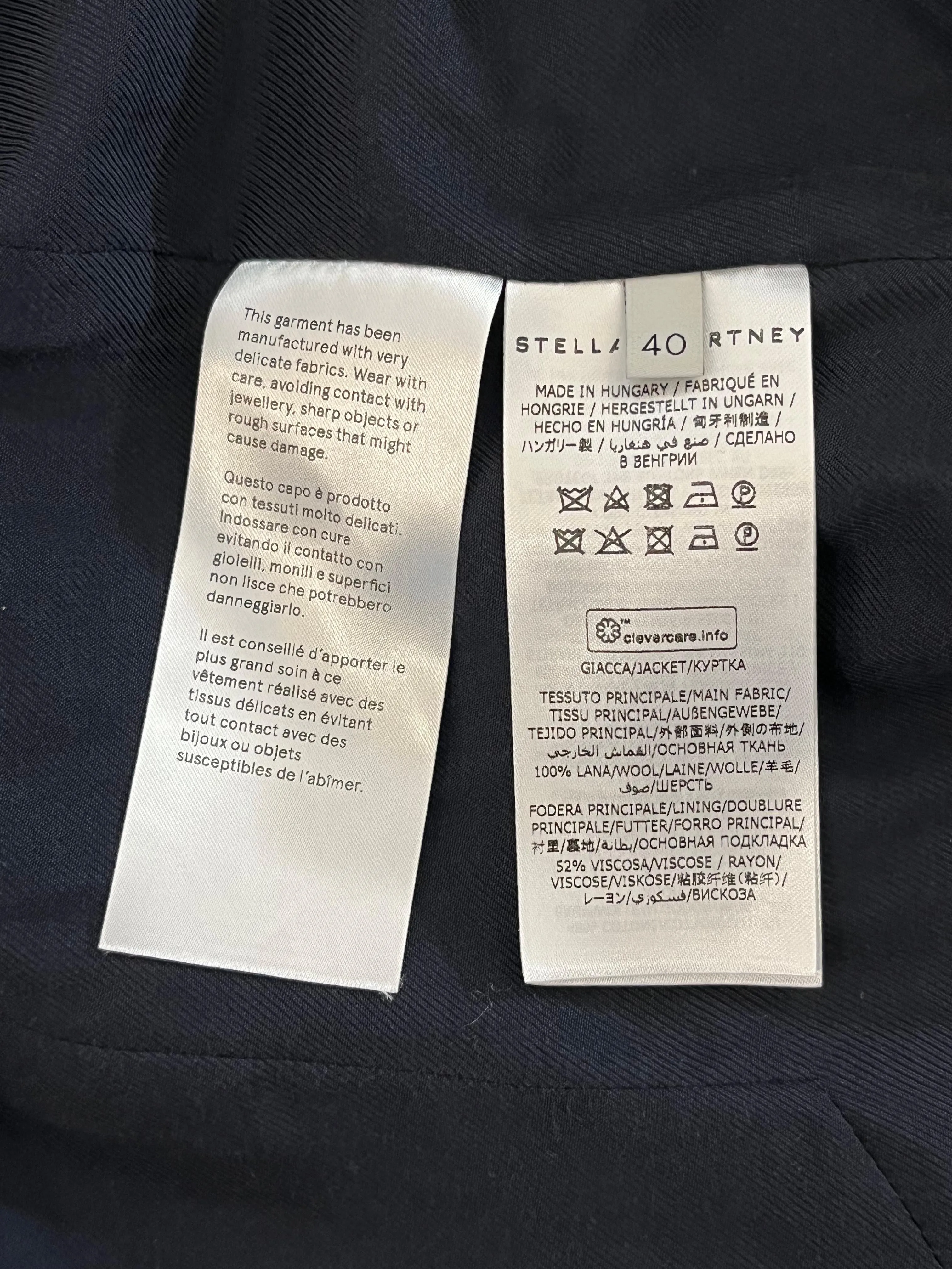 Stella McCartney Double-Breasted Wool Blazer. Size 40IT
