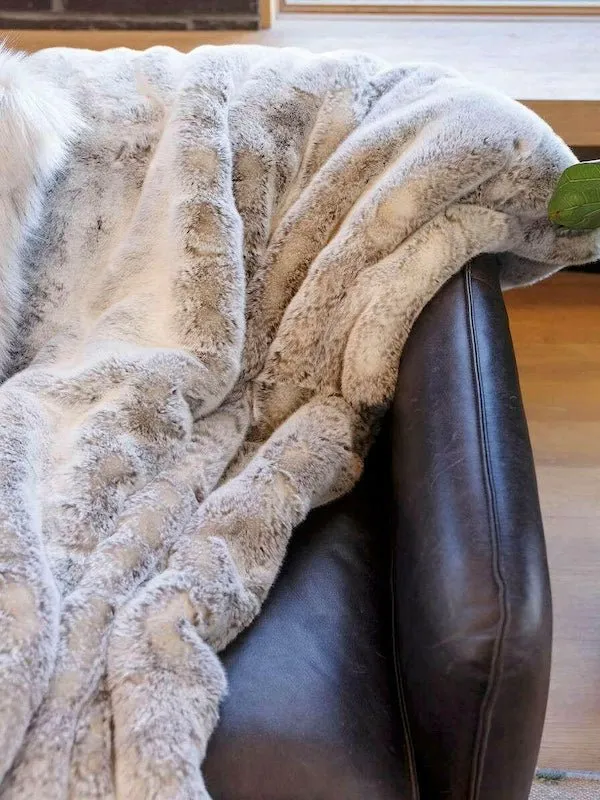Sterling Mink Couture Faux Fur Throw Blanket by Fabulous Furs
