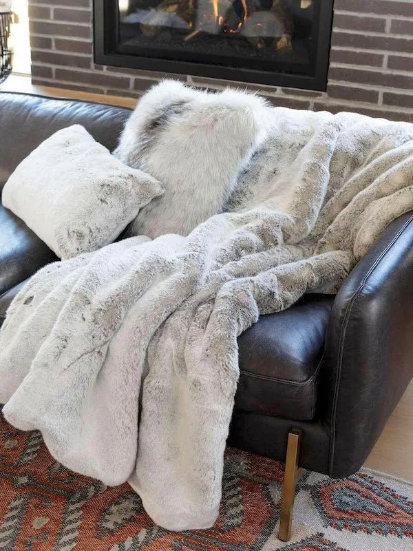 Sterling Mink Couture Faux Fur Throw Blanket by Fabulous Furs
