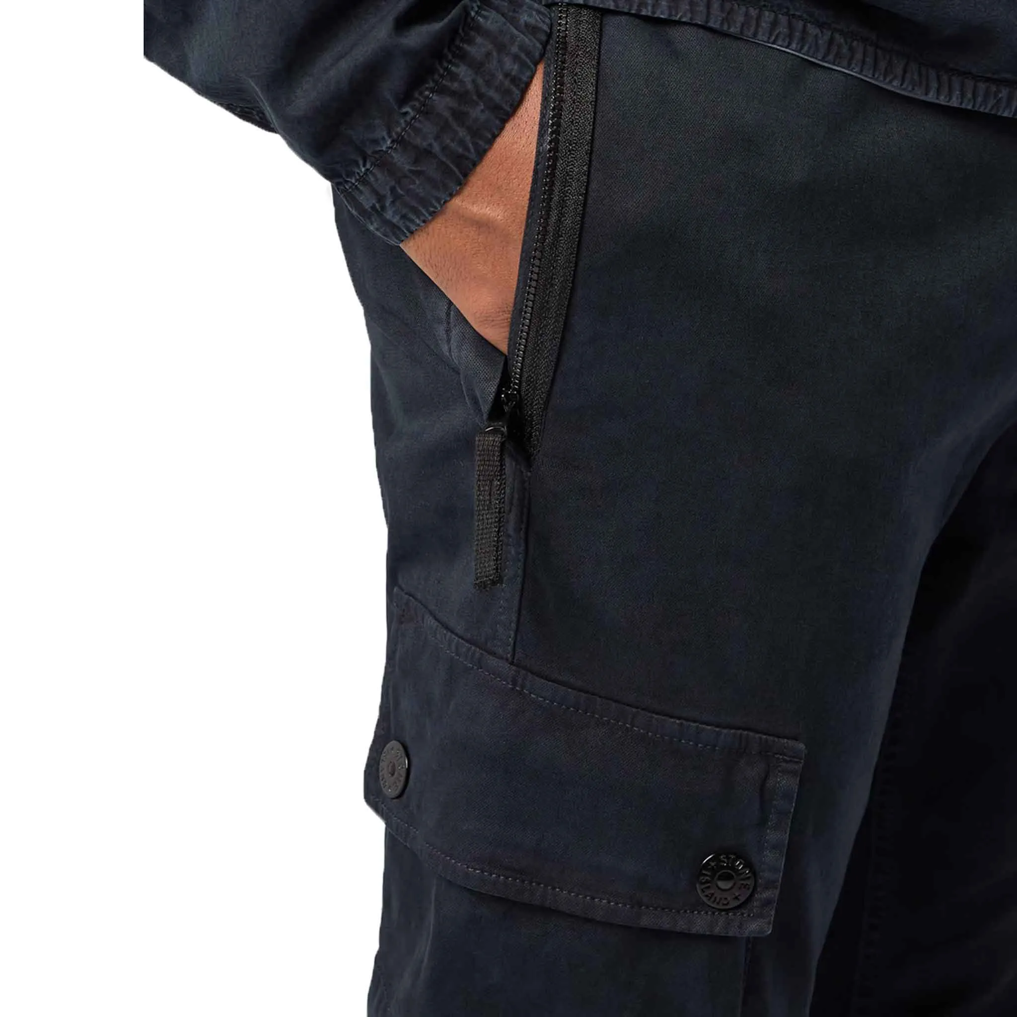 Stone Island 'Old' Effect Slim Fit Cargo Pants in Navy Blue