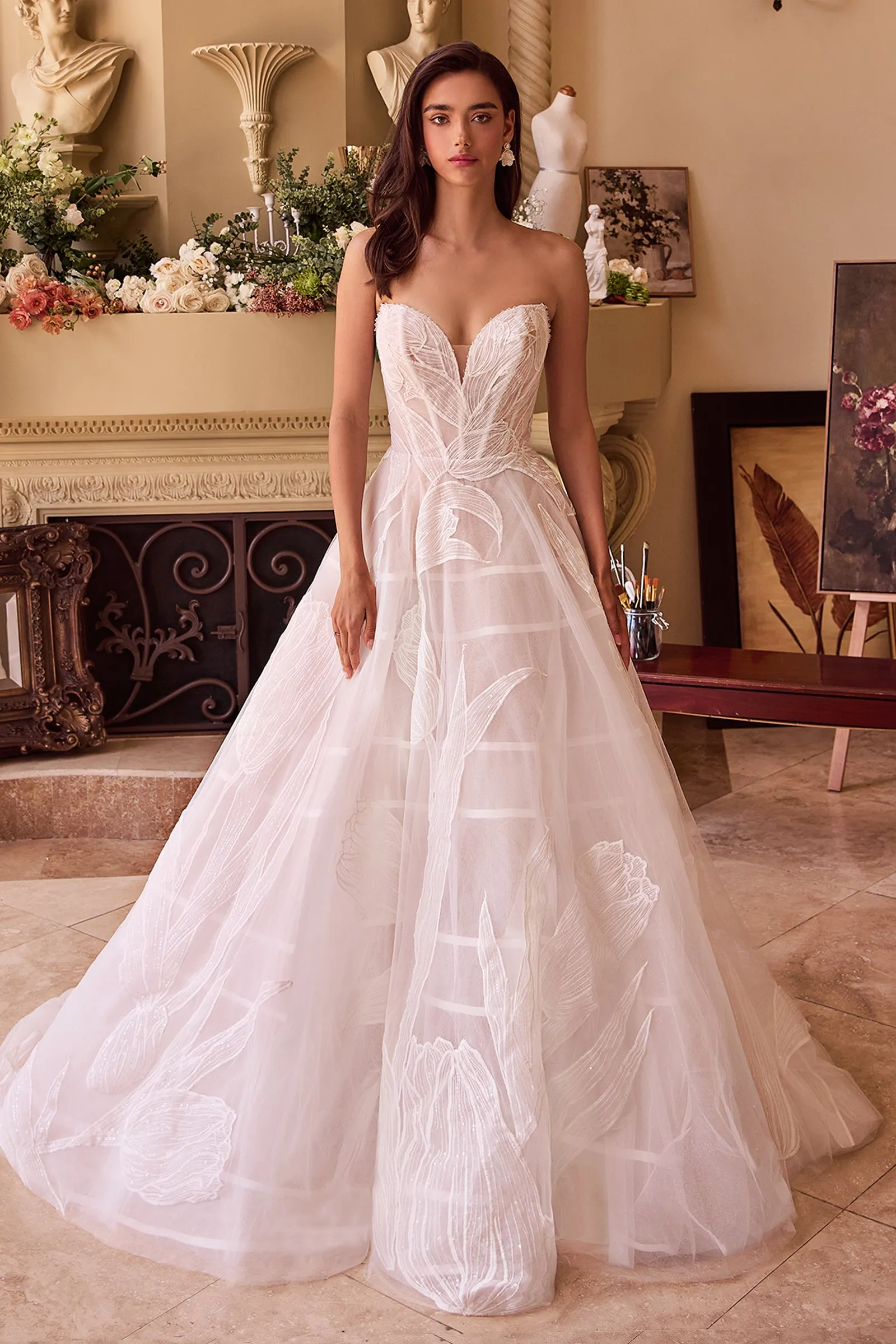 Strapless Tulle Wedding Gown by Ladivine WL043