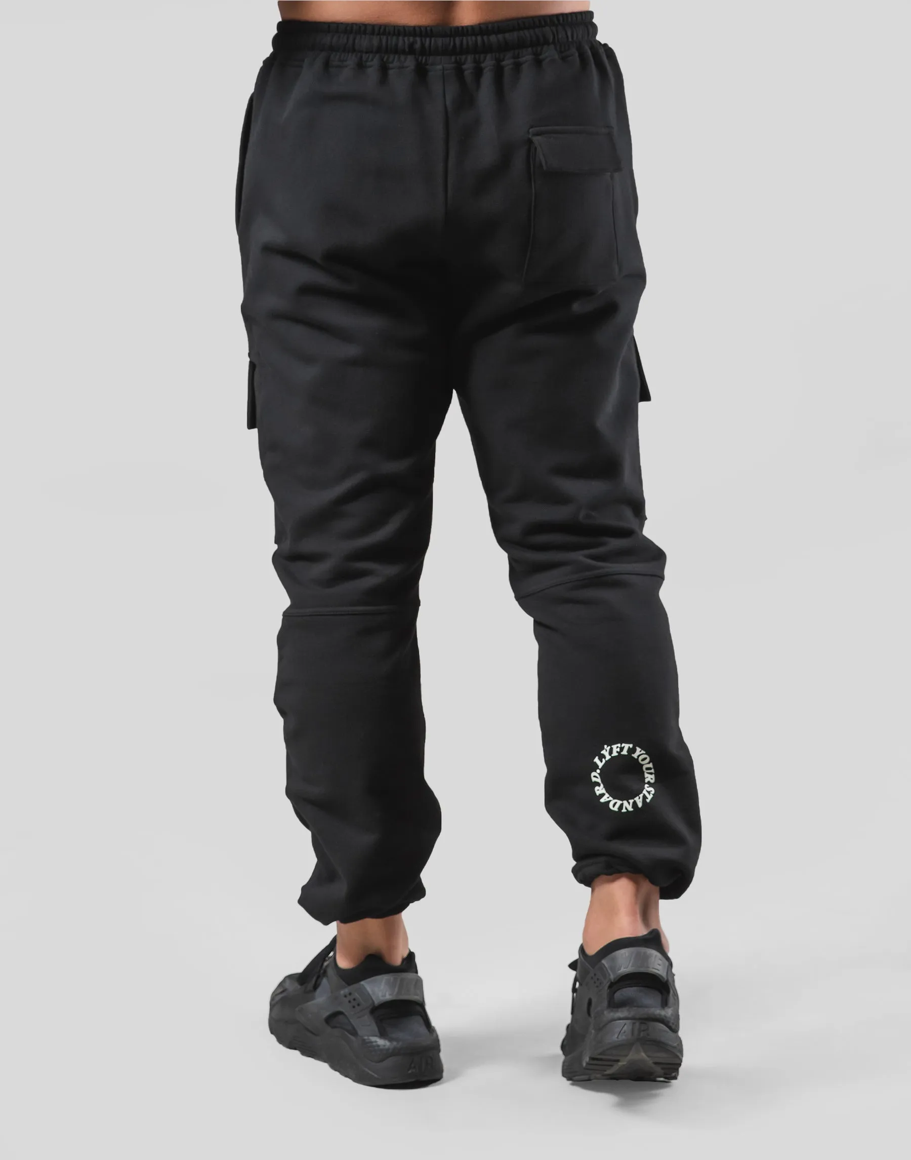 Stretch Sweat Cargo Pants - Black