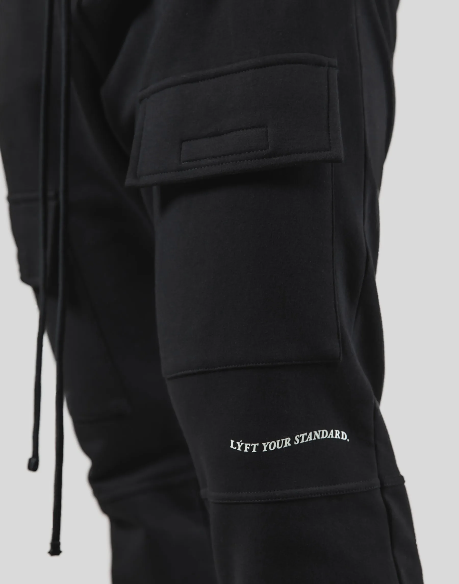 Stretch Sweat Cargo Pants - Black