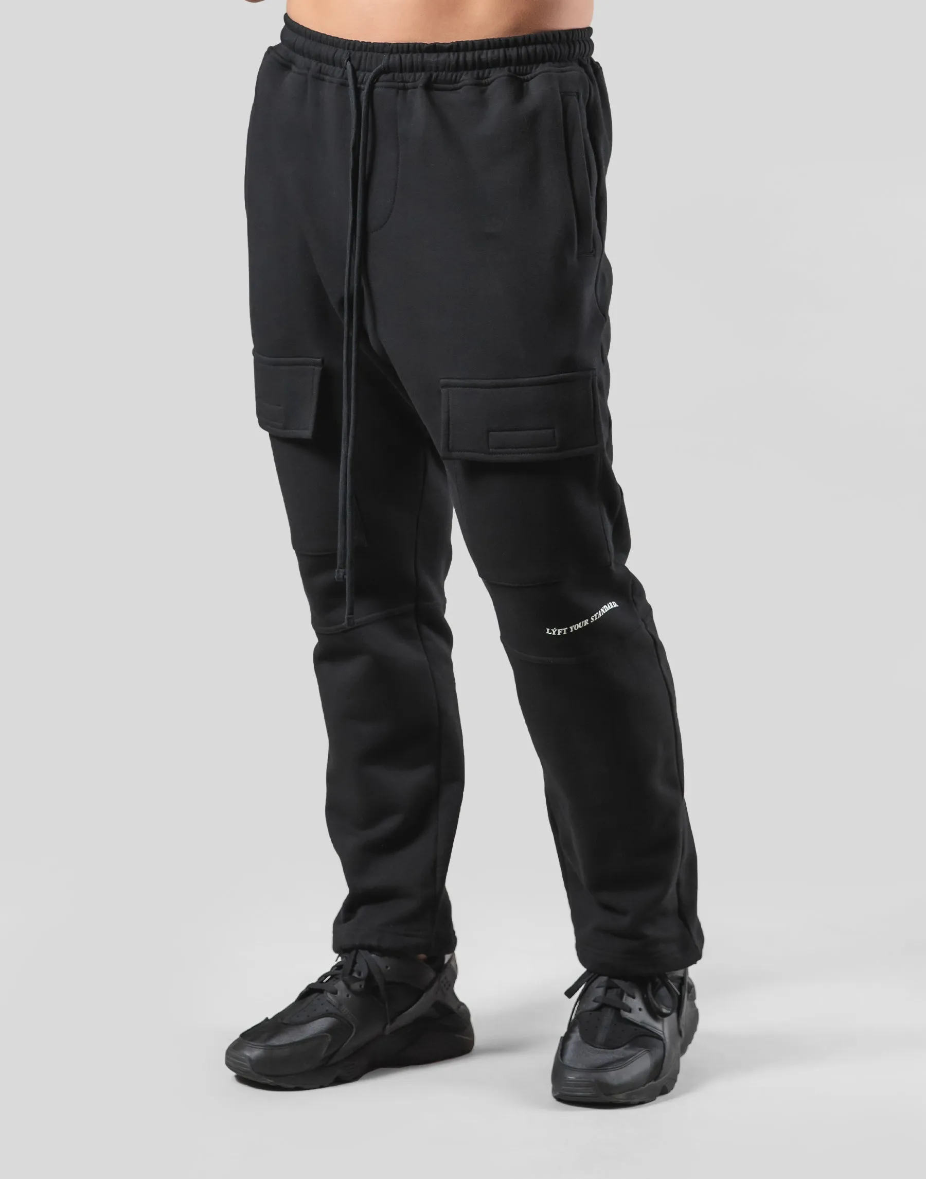 Stretch Sweat Cargo Pants - Black