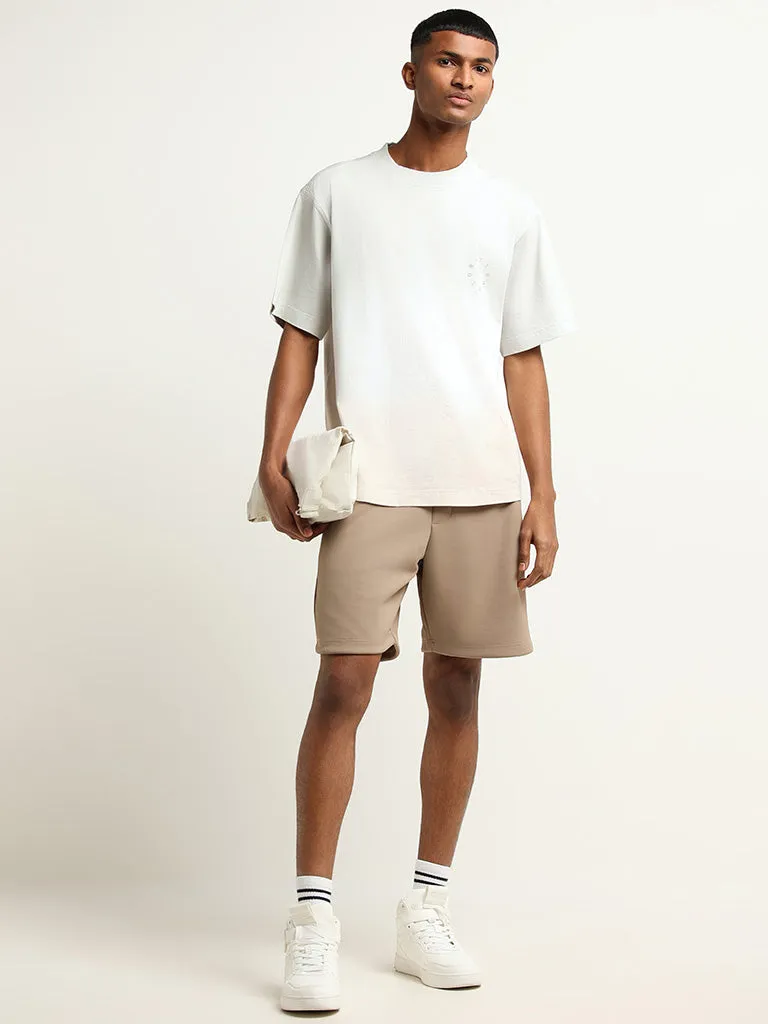 Studiofit Grey Ombre Printed Cotton Relaxed Fit T-Shirt