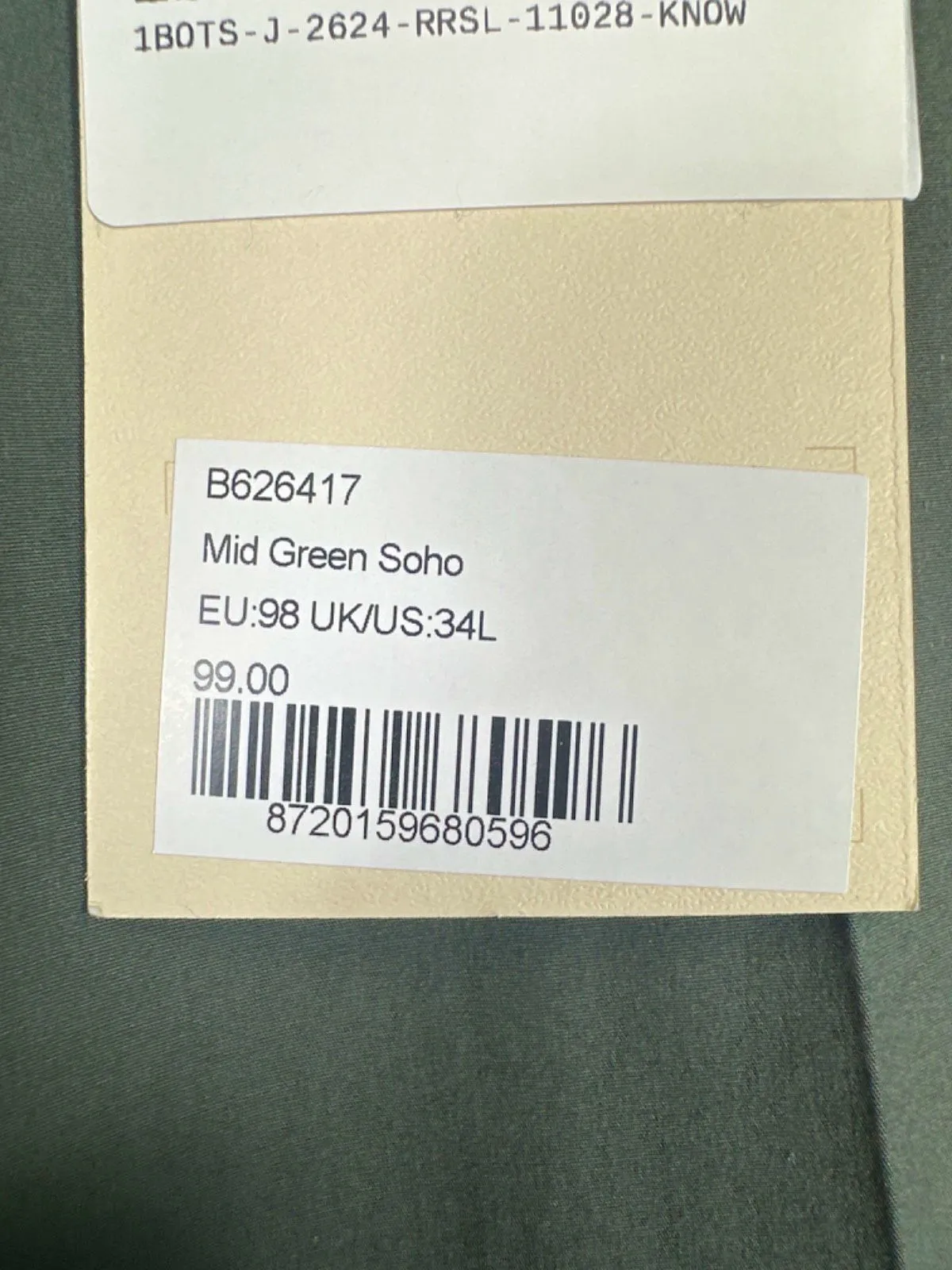 SuitSupply Mid Green Soho Trousers UK 34L