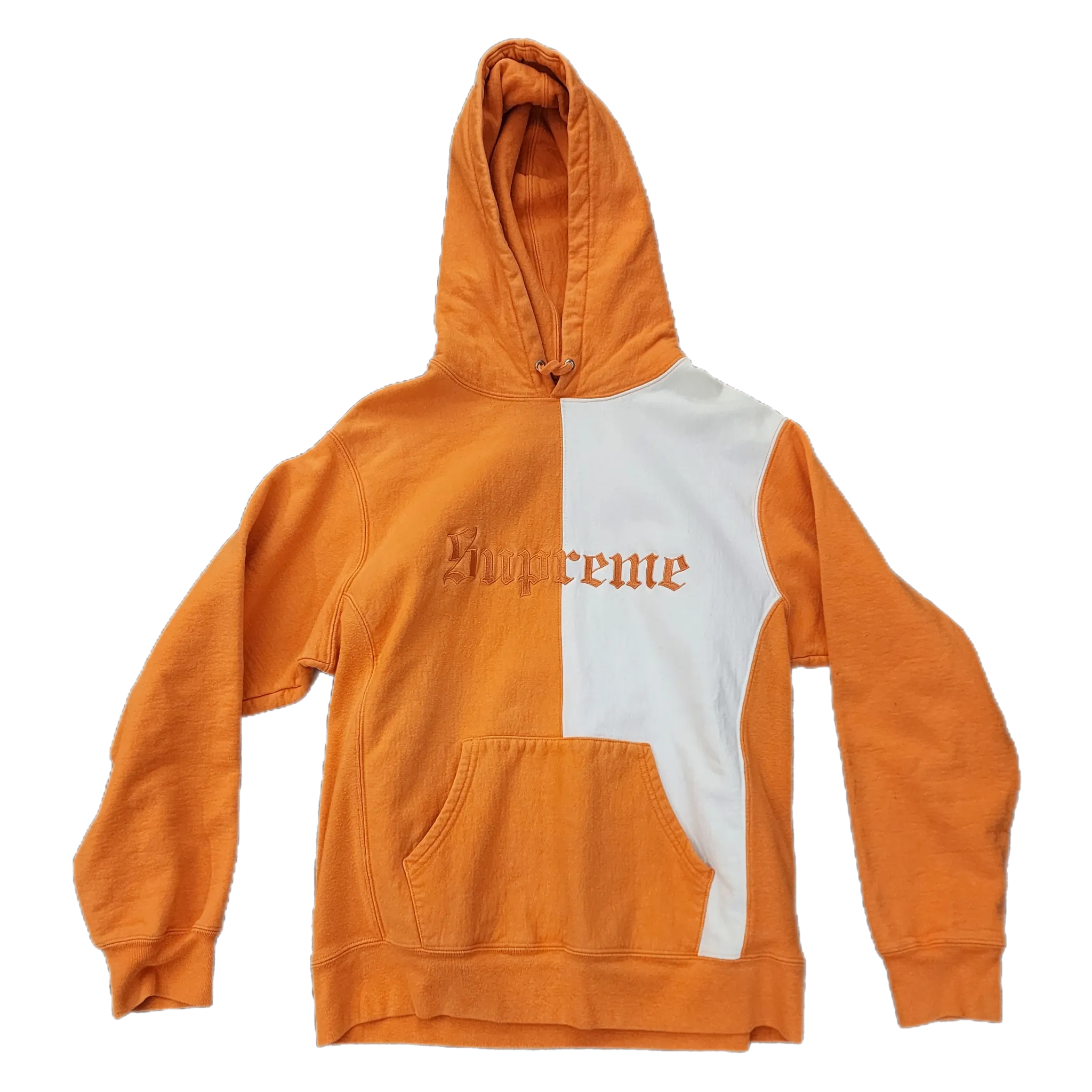 Supreme Orange Spilt Hoodie - Size Large