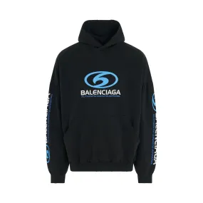 Surfer Cracked Round Hoodie in Black/Blue