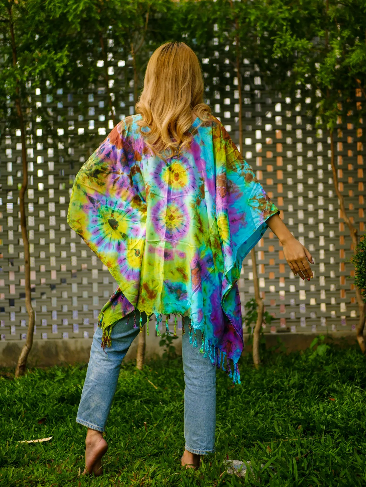 T0111- Hand Dyed Tunic Boho Kaftan Blouse Hippie Oversize Tops