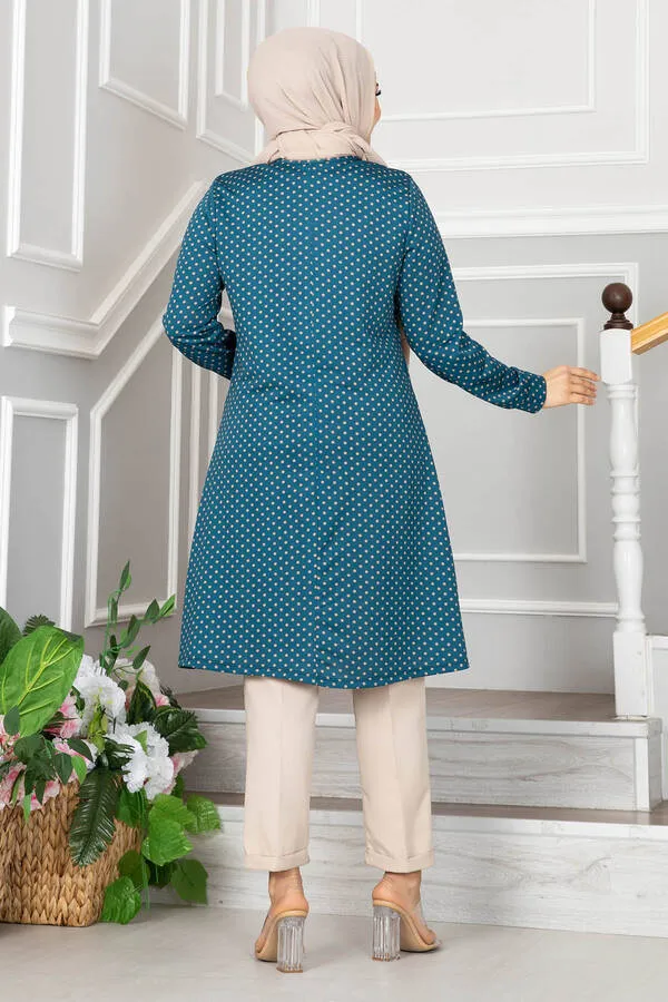 Teal Polka Dots Turkish Tunic