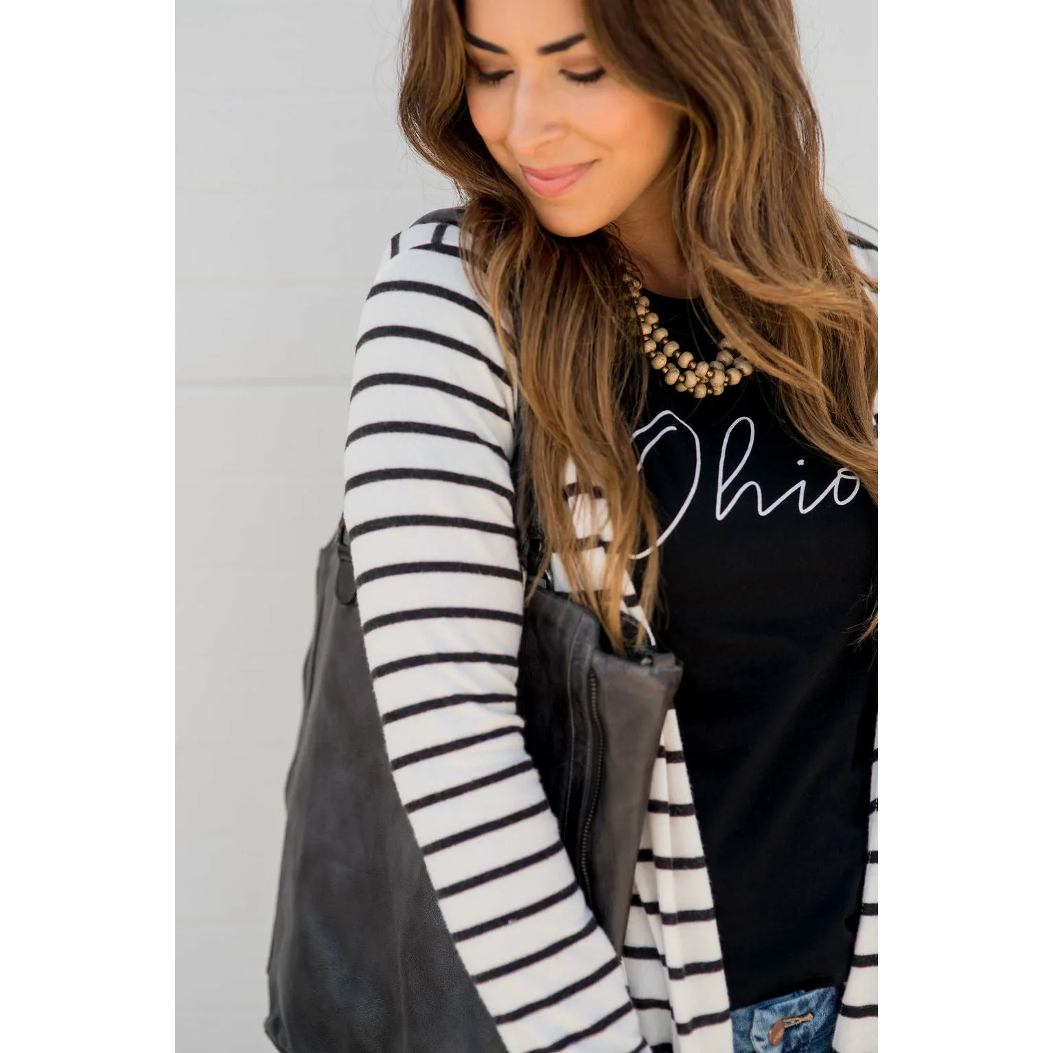 Thin Striped Tunic Cardigan