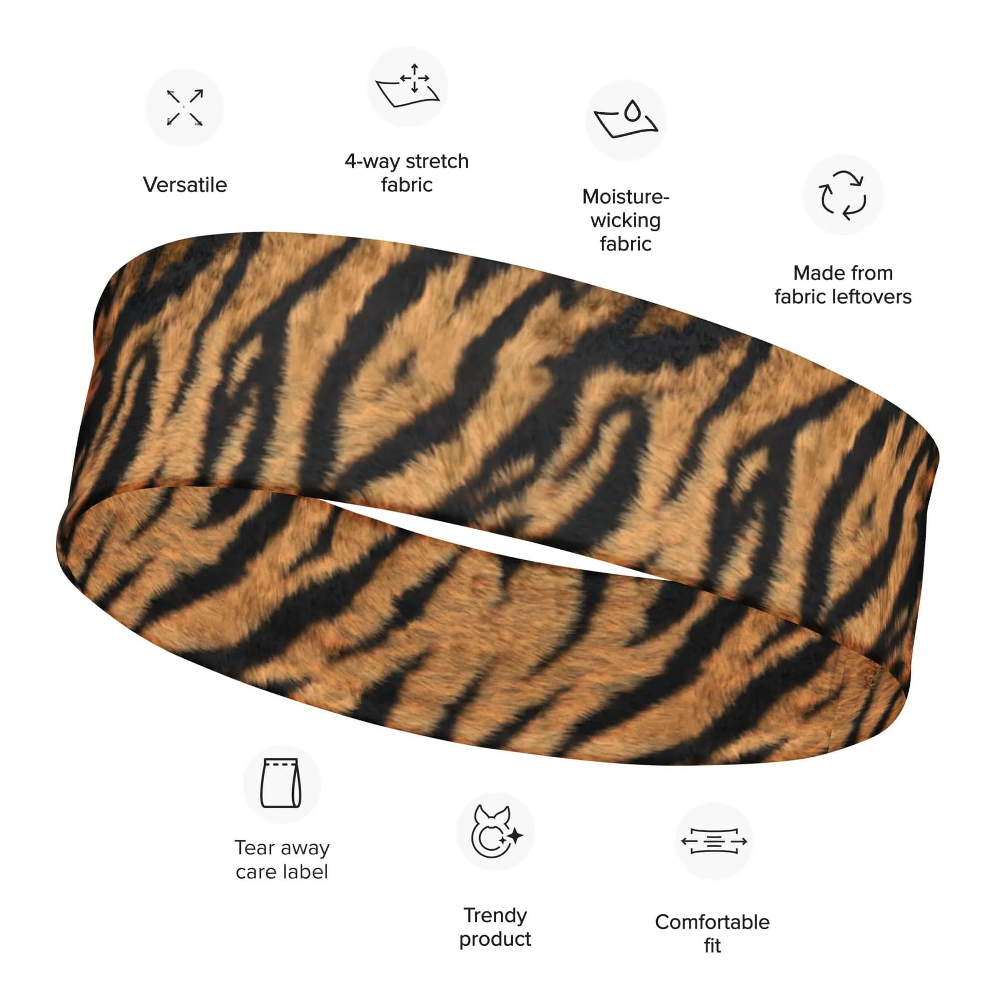 Tiger Stripes Fur Pattern Quick Dry Stretch Yoga Headband