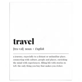 Travel Definition Print Instant Download