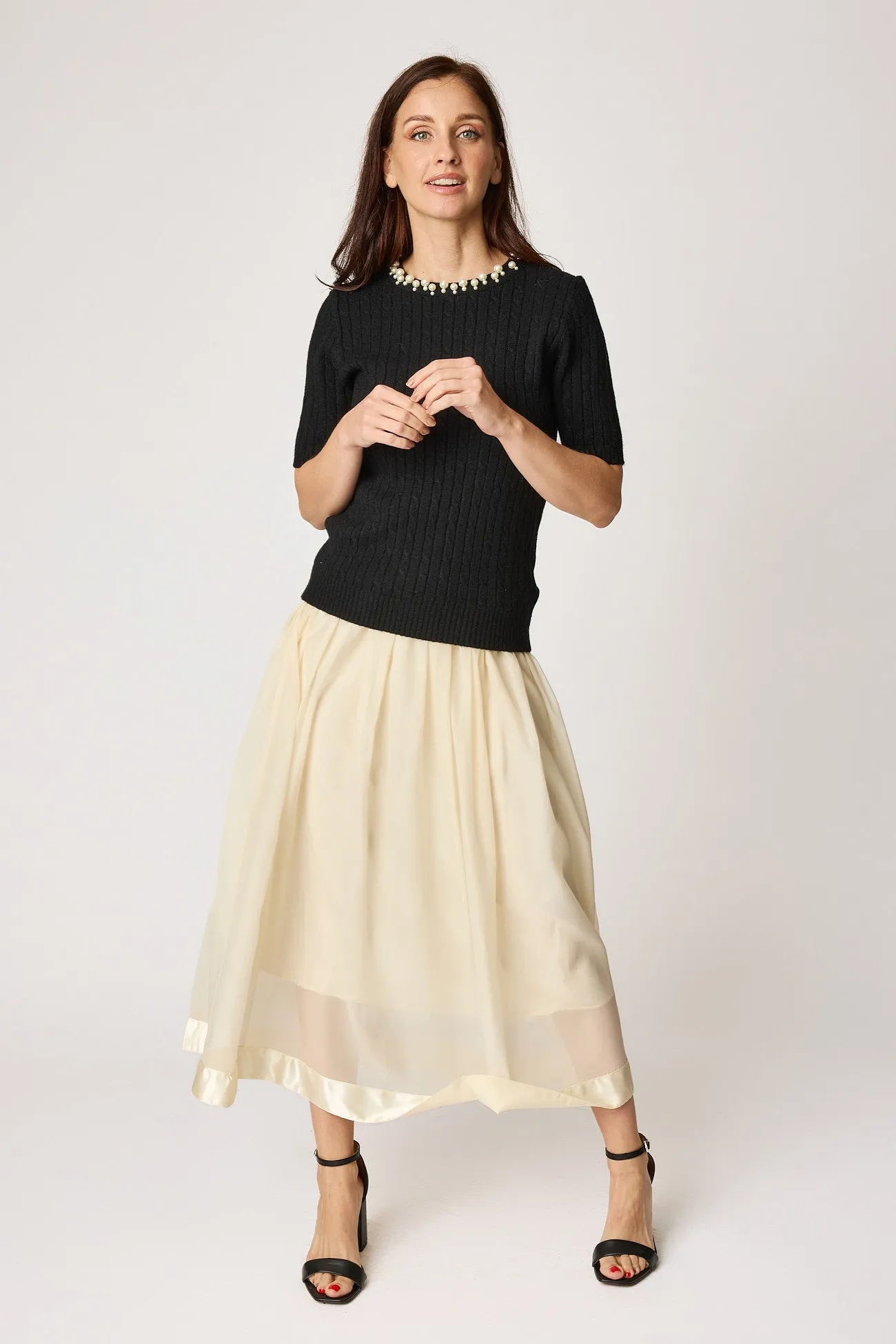 Tulle Skirt with Satin Trim (2 Colors)