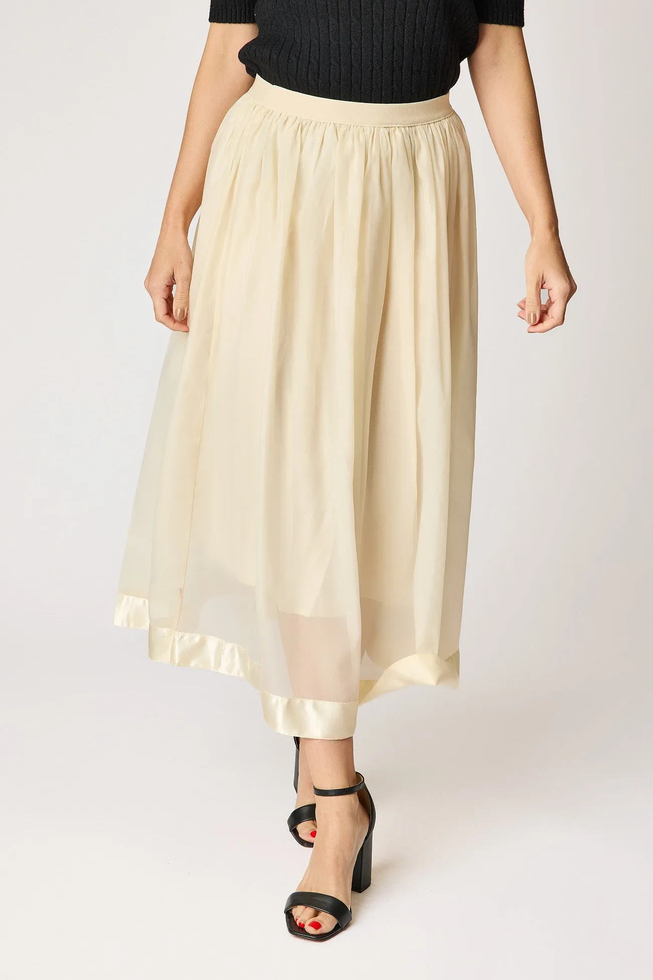 Tulle Skirt with Satin Trim (2 Colors)