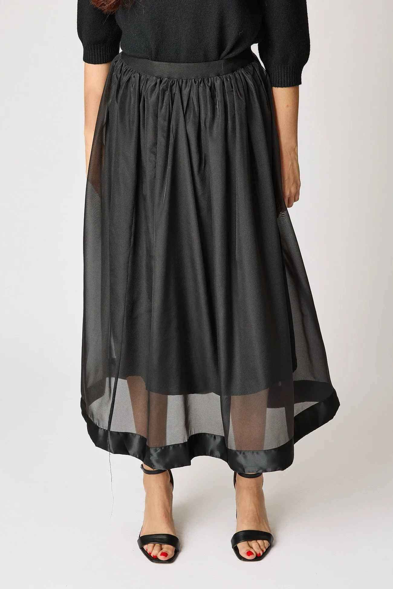 Tulle Skirt with Satin Trim (2 Colors)
