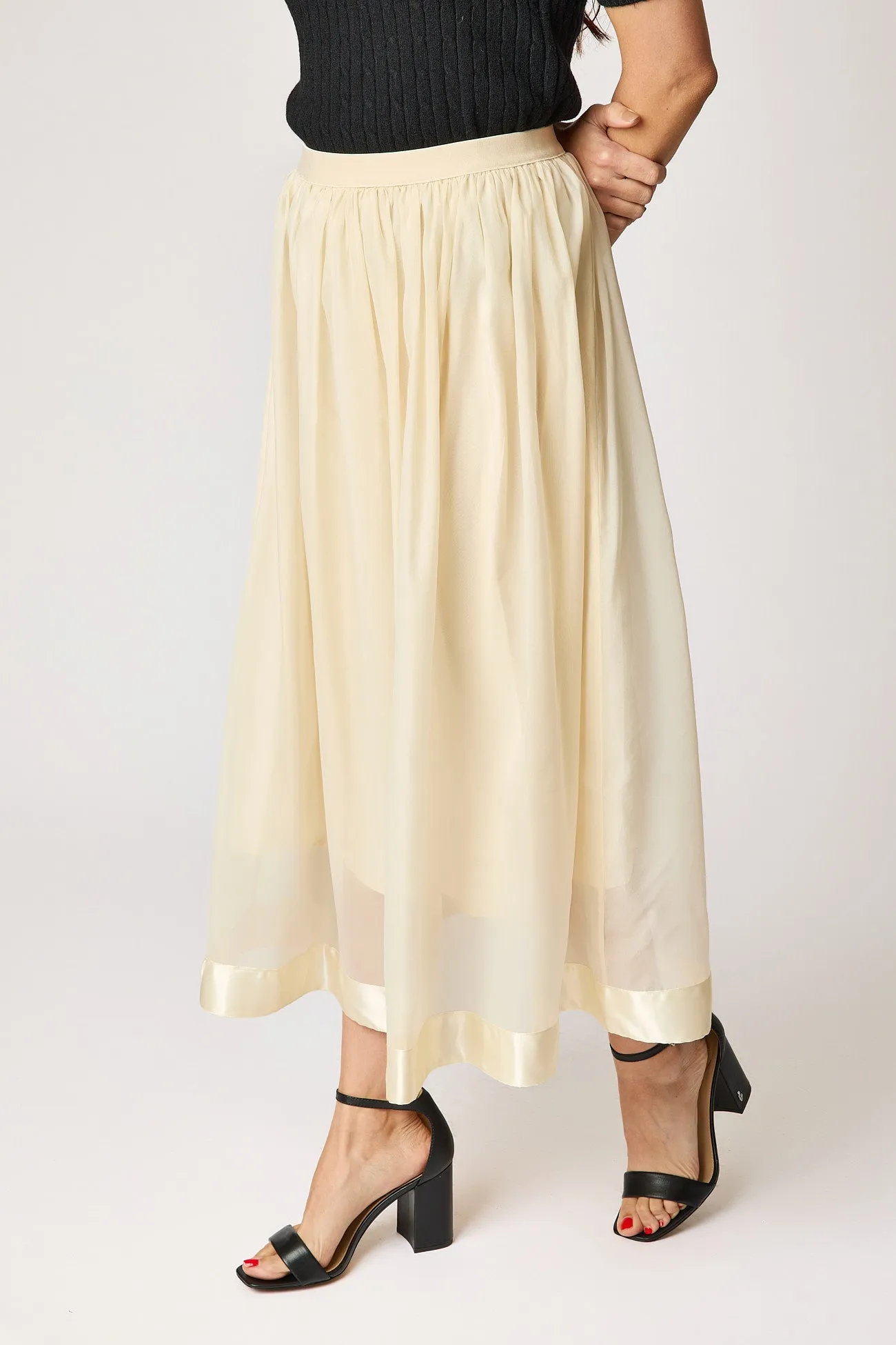 Tulle Skirt with Satin Trim (2 Colors)