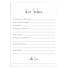Twins Baby Shower Game Printable Dear Babies Modern Minimalist