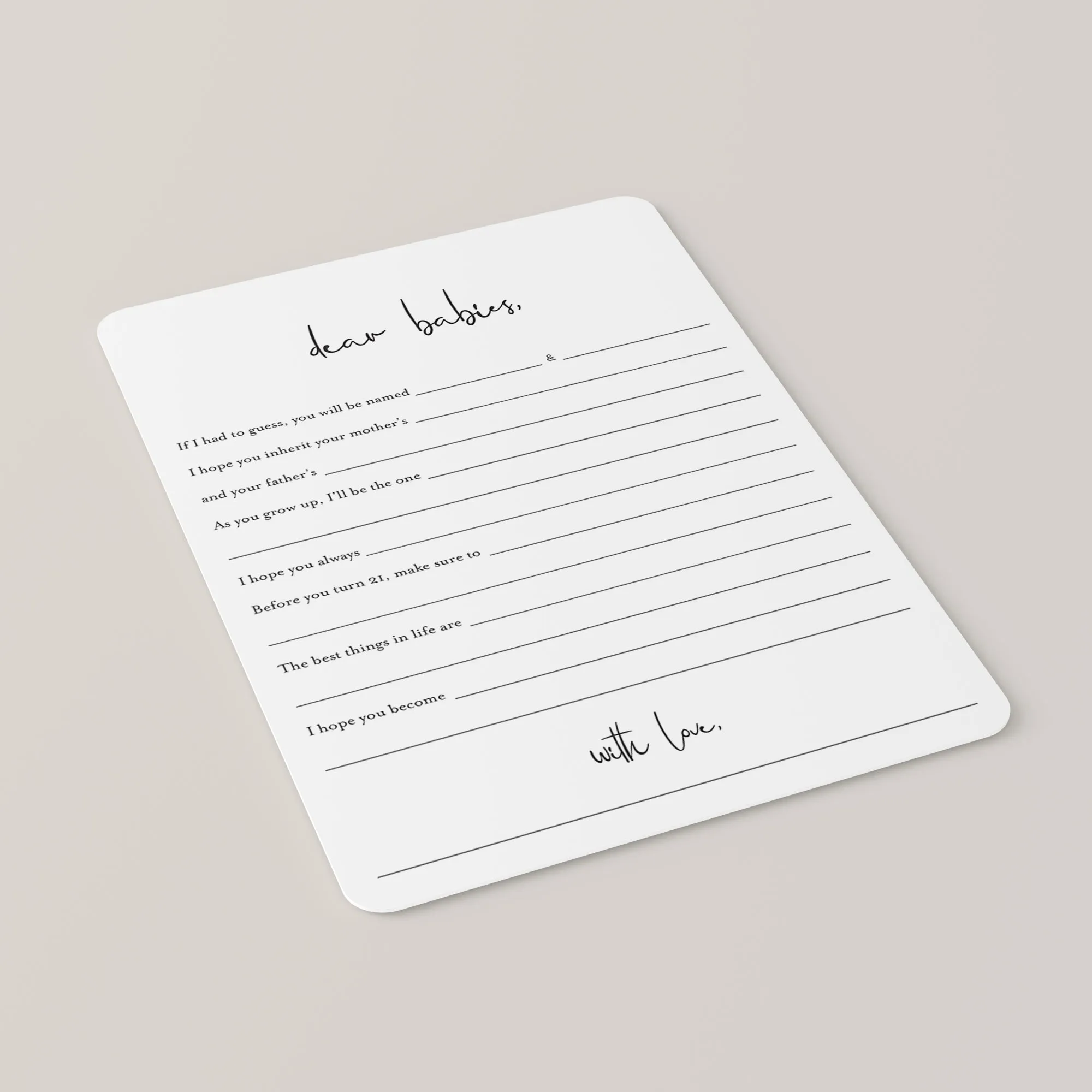 Twins Baby Shower Game Printable Dear Babies Modern Minimalist
