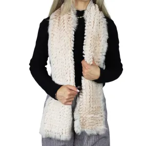 Two Tone Faux Fur/Real Fur Muffler - Beige