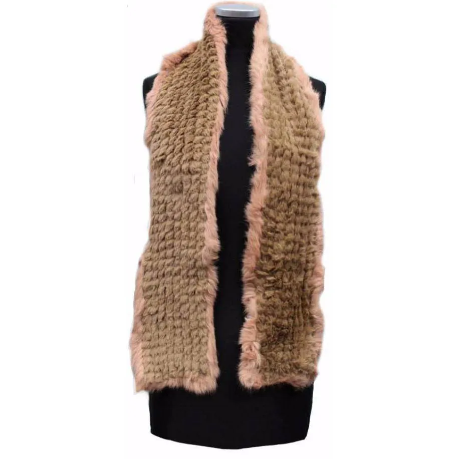Two Tone Faux Fur/Real Fur Muffler - Camel