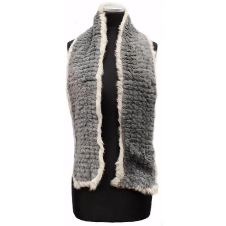 Two Tone Faux Fur/Real Fur Muffler - Grey