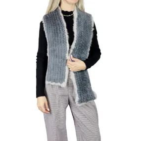 Two Tone Faux Fur/Real Fur Muffler - Grey