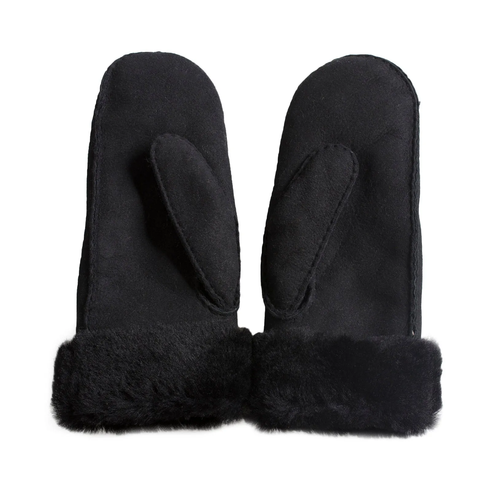 UGG Sheepskin Leather Black Mittens - Women's