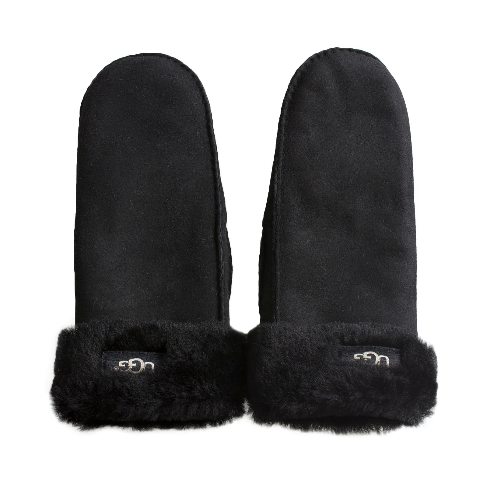 UGG Sheepskin Leather Black Mittens - Women's