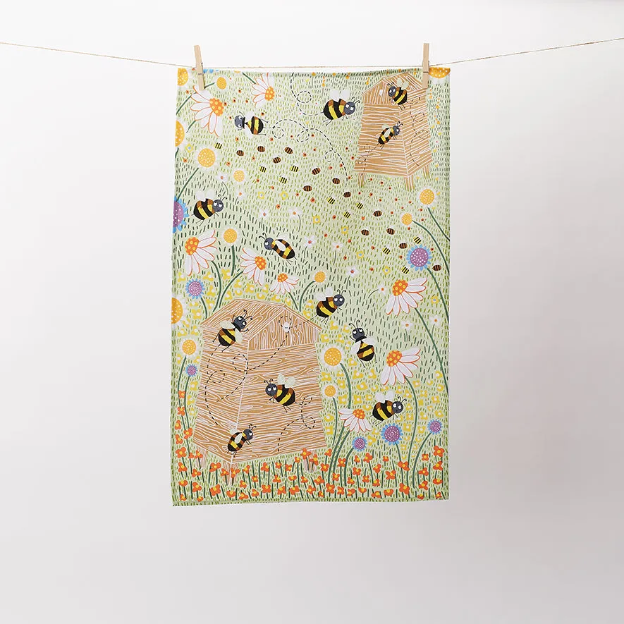 Ulster Weavers Cotton Tea Towel - Daisy Bees (100% Cotton, Yellow)