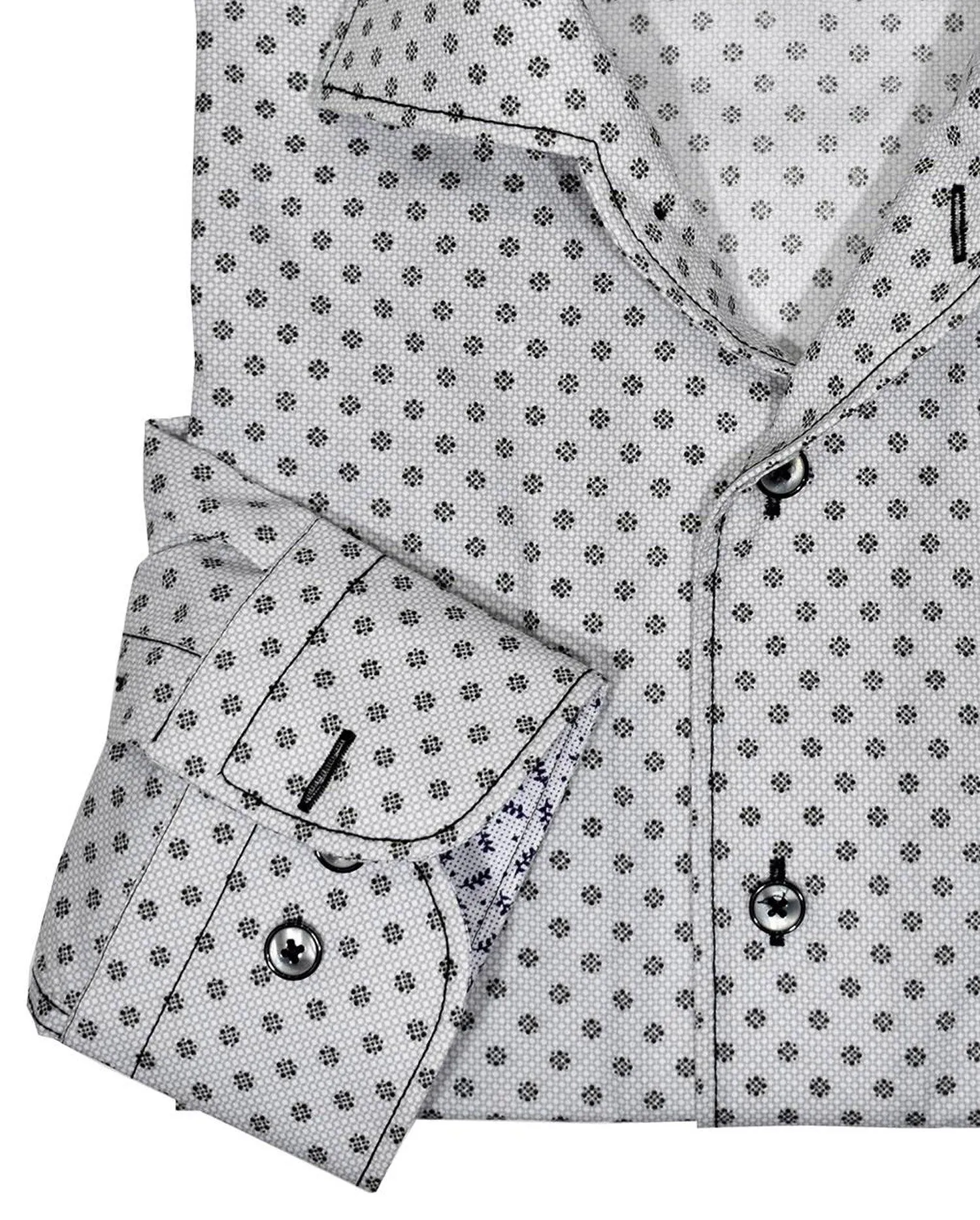 W461R Silver Medallion Roll Collar Shirt XL