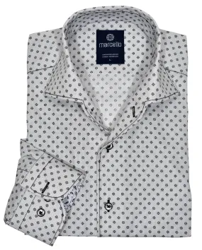 W461R Silver Medallion Roll Collar Shirt XL