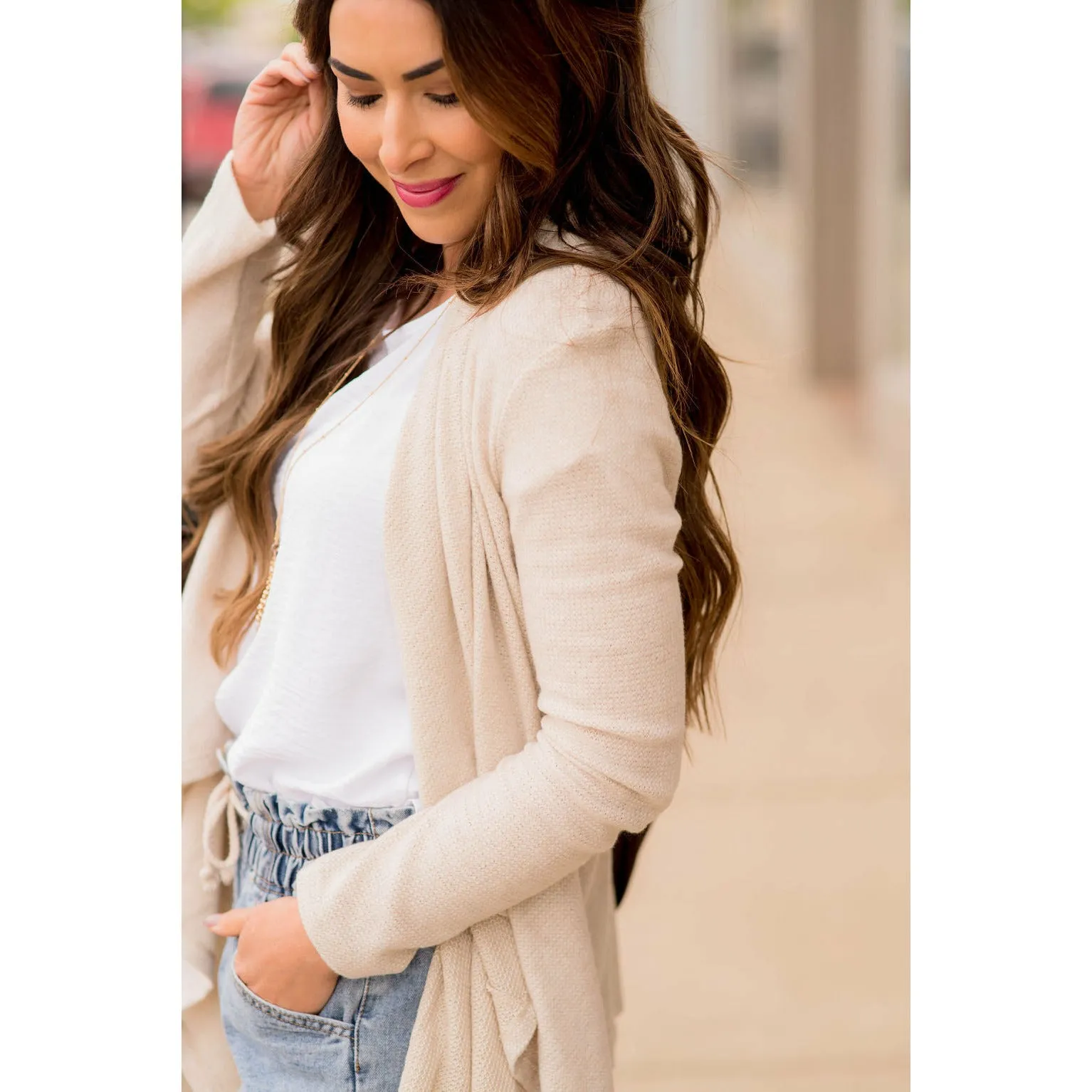 Waffle Waterfall Cardigan