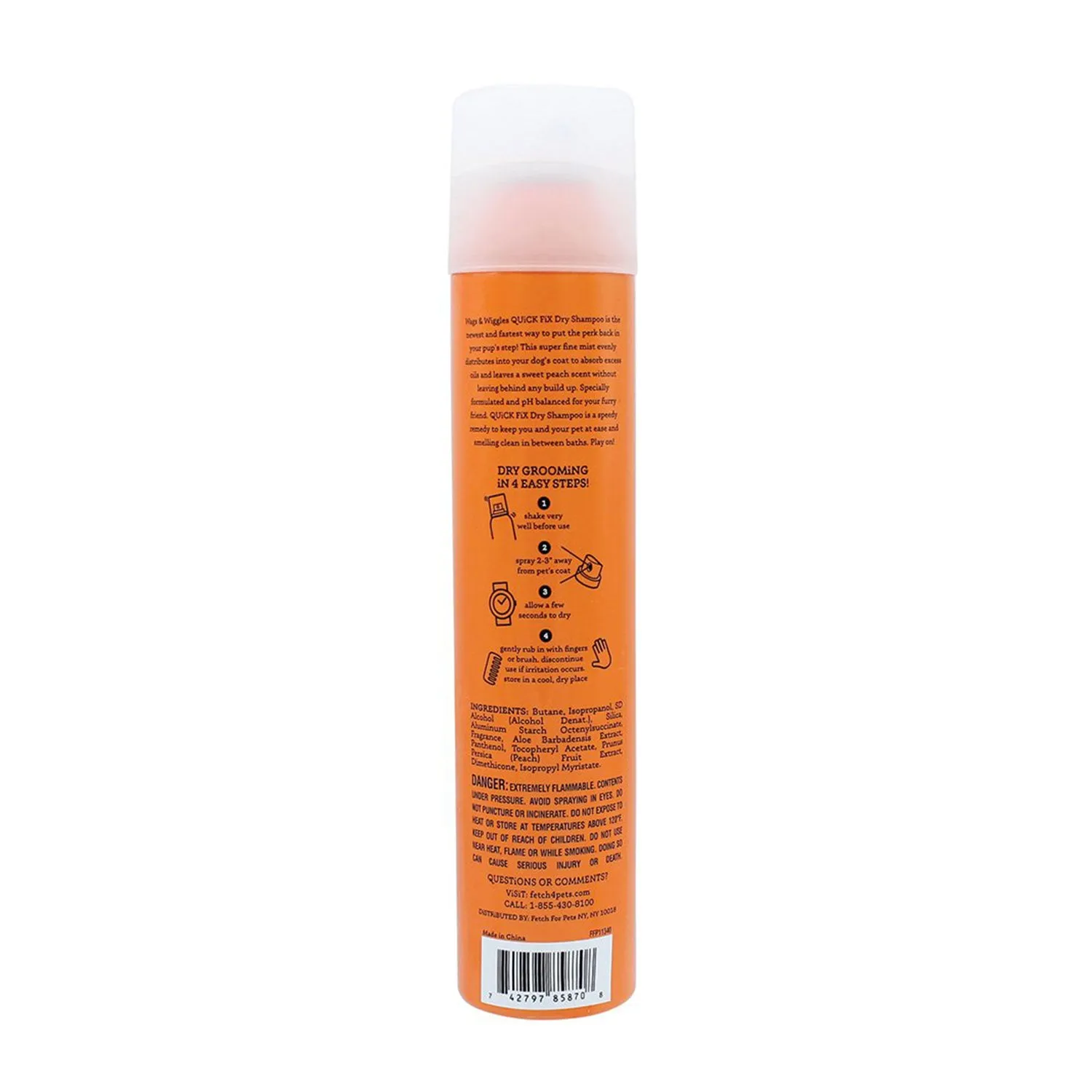 Wags & Wiggles Quick Fix Dry Shampoo Juicy Peach 198g