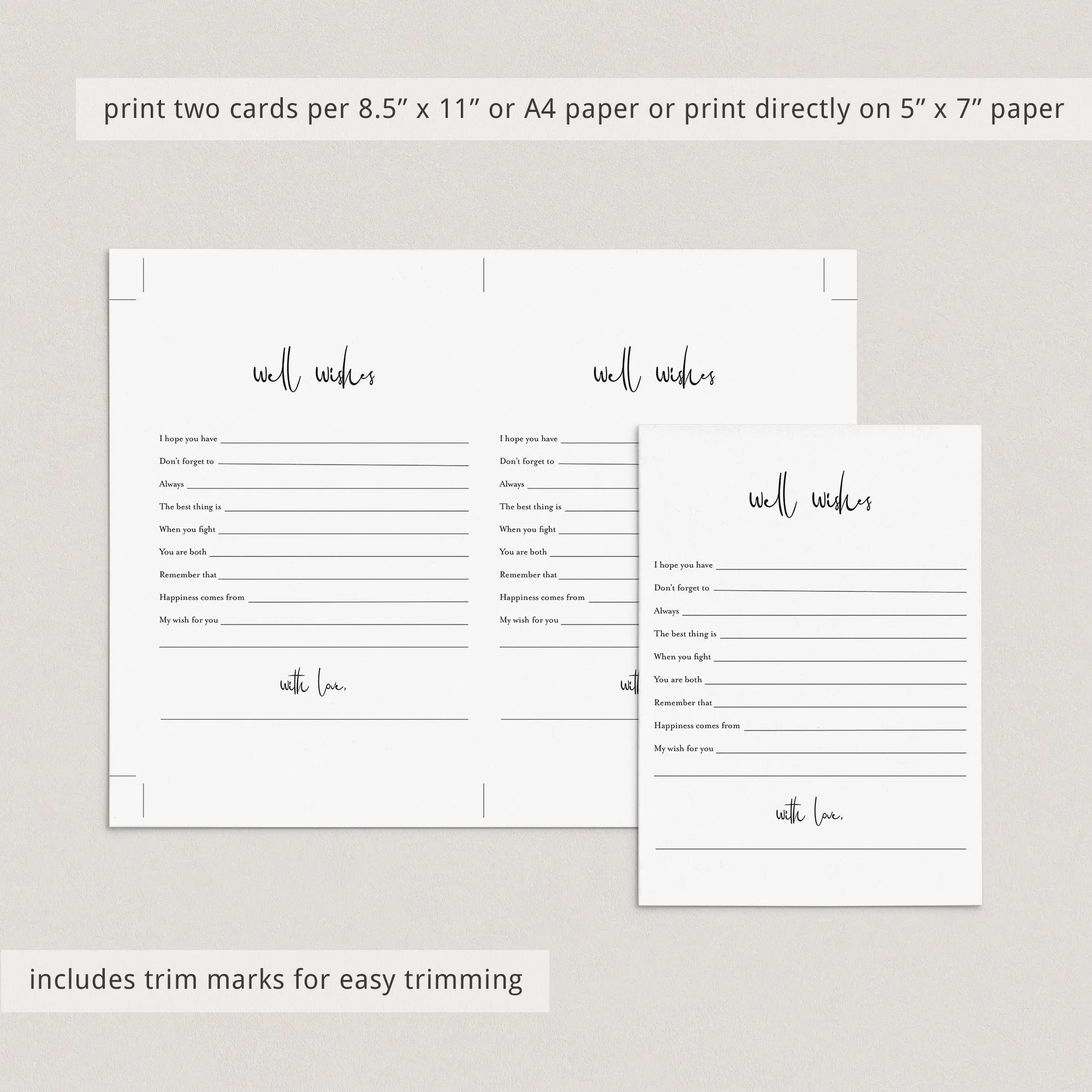 Well Wishes For The Mr and Mrs Cards Printable