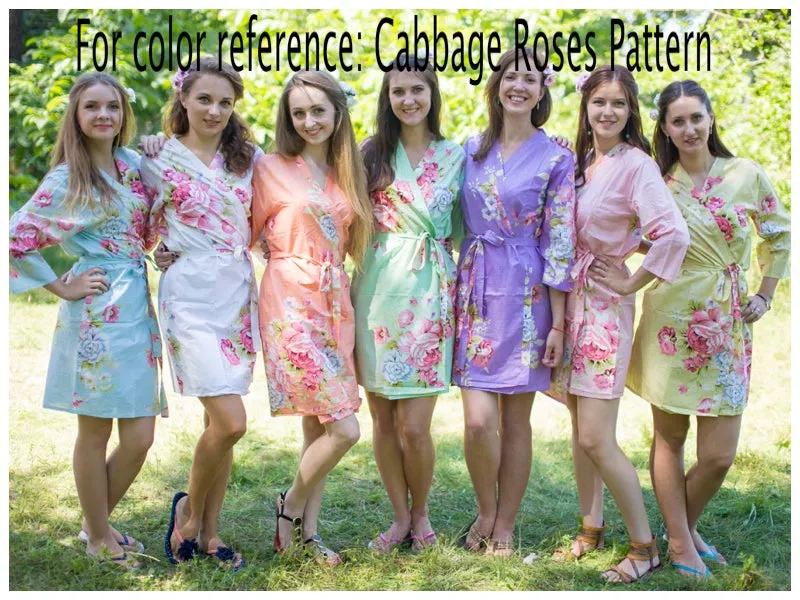 White Bella Tunic Style Caftan in Cabbage Roses Pattern